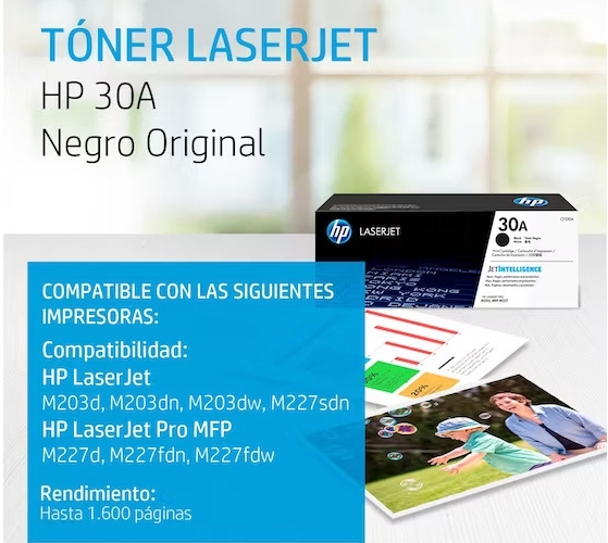 Cartucho de tóner negro original LaserJet 30A HP - Tech Zone El Salvador